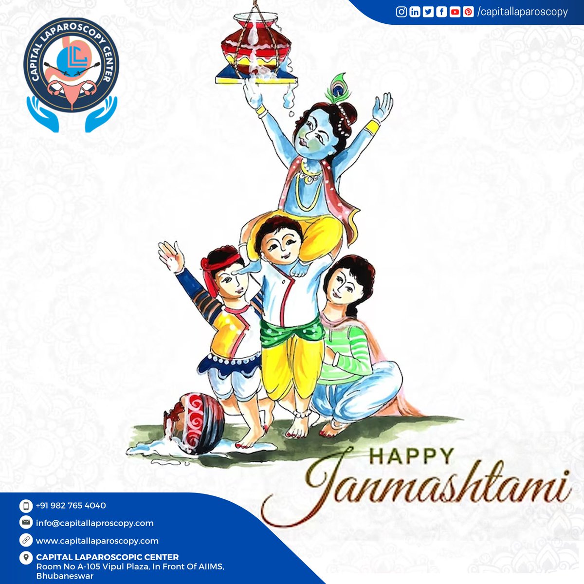 CLaparoscopy's tweet photo. Wishing everyone a Janmashtami filled with joy, love, and the blessings of Lord Krishna.
#JanmashtamiCelebrations #KrishnaBlessings #bbsrlaparoscopy #capitallaparoscopy https://t.co/PrvG9UV6tI