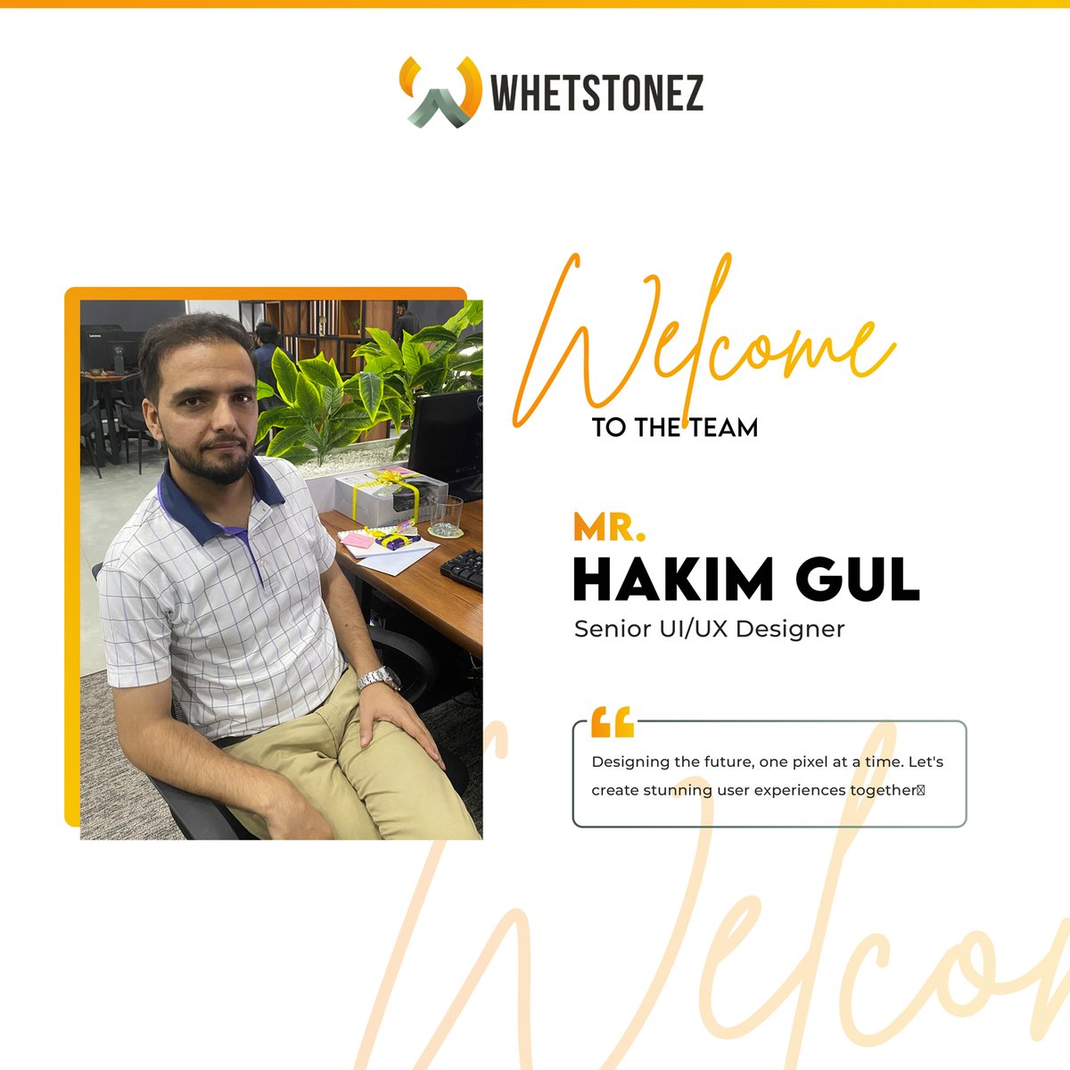Whetstonez's tweet photo. We are thrilled to introduce Hakim Gul as the newest addition to the Whetstonez Technologies family. As our new UI/UX Designer, Hakim Gul brings a blend of creativity, innovation, and user-centric thinking to our team. https://t.co/N2rOFu52lh