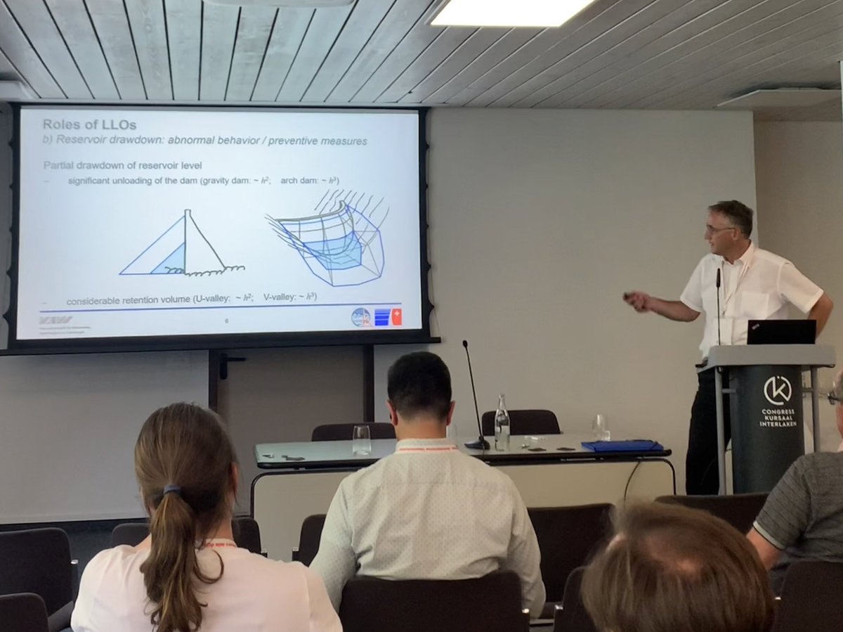 VAW_hydraulics's tweet photo. Great to be at the 12th #ICOLD European Club Symposium in Interlaken 🇨🇭! Prof. Robert Boes and Dr. Benjamin Hohermuth presented on #LowLevelOutlets during a workshop on  #HydraulicsOfDams. Workshop attendees can now design the #AirVent of an #LLO! https://t.co/4qIS6lnUFm