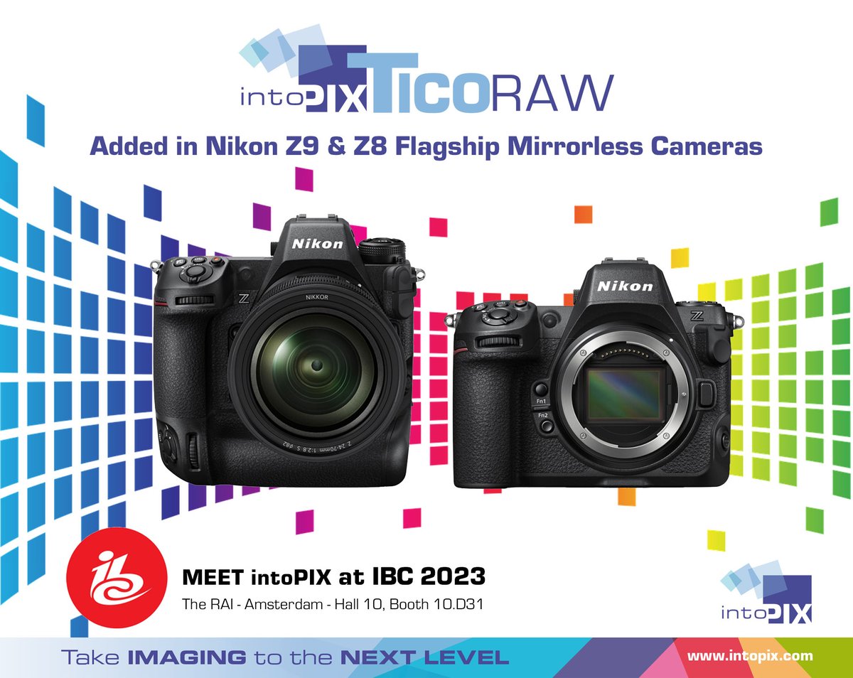 The cutting-edge tech embodied by @intoPIX #TicoRAW is once again affirmed by industry leaders! Following the @Nikon #Z9, it's now the turn of the Nikon #Z8 to make a sensation, powered by intoPIX's N-Raw technology! Meet us at @IBCShow (Booth10.D31): zurl.co/SDns