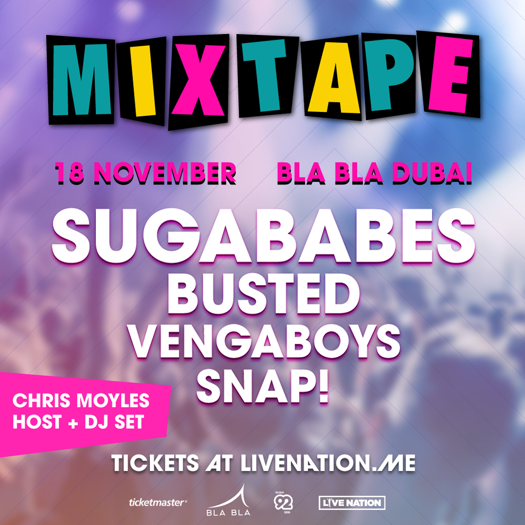 Live Nation Middle East and Bla Bla Dubai bring you MIXTAPE! The Venga Bus is heading back in time to the Year 3000 on November 18th, get ready to get Too Lost In You(r) dance moves as we bring you an epic lineup Tickets go on sale Fri @ 12pm, livenation.me/mixtape