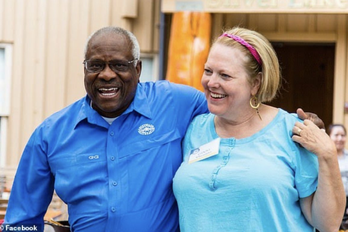 MadeInTheUSANJ's tweet photo. Raise your hand if you want to know why Virginia ‘Ginni’ Thomas is still a free woman and why her husband, Clarence Thomas, still sits on the Supreme Court. 🤚🤚🤚 https://t.co/aU6UARW6V4
