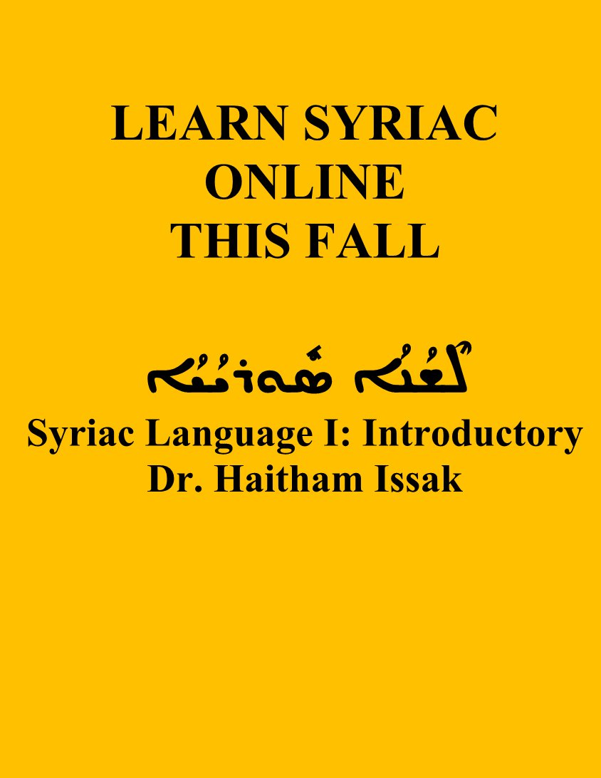 We are pleased to announce an online Syriac course this Fall, with Dr. Haitham Issak. For information, email us at cpec@mcmaster.ca. We are beginning soon and space is limited, so don't delay! 
#syriaclanguage #patristics #earlychristianity