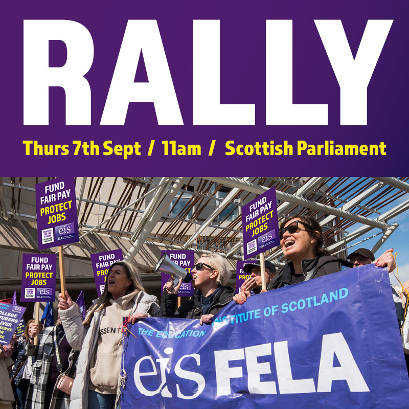 Faced with an unacceptable pay offer that will cost over 400 lecturing jobs - we begin strike action this Thursday. On that day, we will take the fight for a fully funded and fair pay award directly to parliament. We will never trade jobs for pay.
