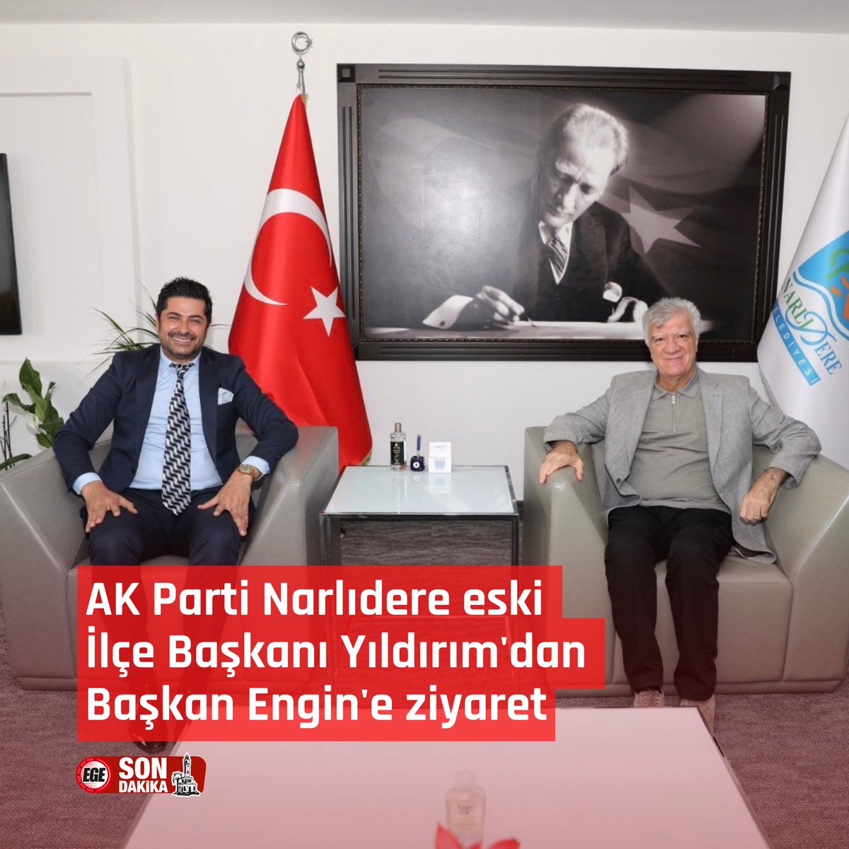 📌 AK Parti Narlıdere İlçe Başkanlığı'ndan geçtiğimiz hafta ayrılan Metin Yıldırım, Narlıdere Belediye Başkanı Ali Engin'e nezaket ziyaretinde bulundu.
@Metin35Yildirim @chpaliengin 

egesondakika.com/c112-NARLIDERE…

#izmir #narlıdere #egesondakika