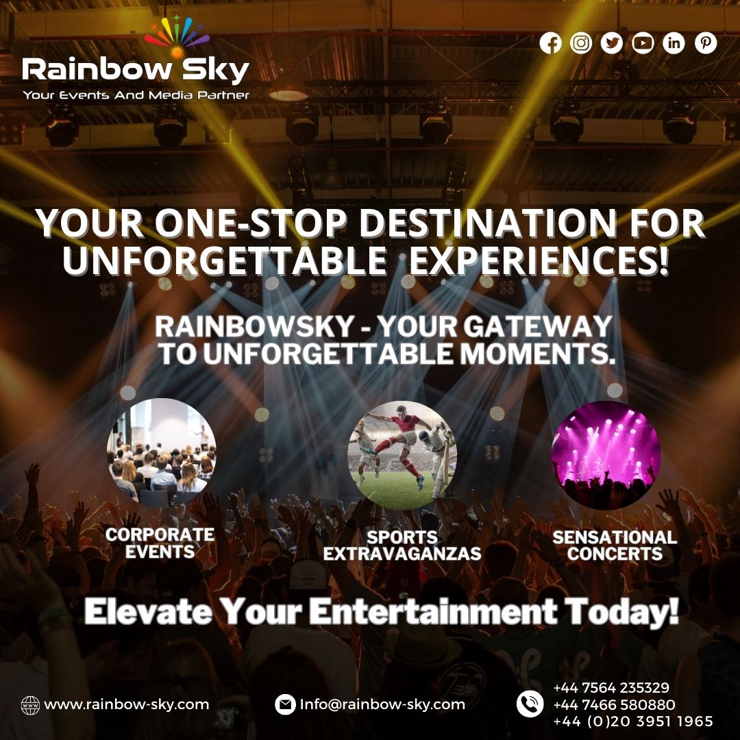 getrainbowsky's tweet photo. Unveil the Magic of #entertainment with RainbowSky!
Discover an immersive world of #music, #sport, and #corporate events.
Explore now at https://t.co/3rJ5nQRJkK

#musicalevent #sportsevents #coporateevents #corporate #rainbowSKY #branding #media #mediaworks #concerts #Eventsmedia https://t.co/GW7k4jDEZl