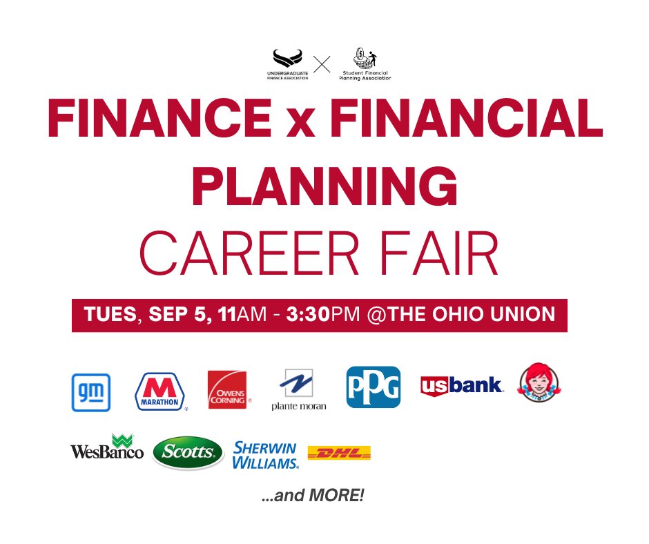 OSUEHEOUE's tweet image. Don&apos;t miss the Finance x Financial Planning Career Fair today at the Ohio Union!

Visit bit.ly/3syqzDm for more information.