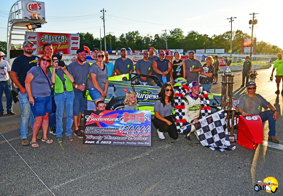OswegoSpeedway's tweet photo. #NewCoverImage Danzer Racing wins their first ever Budweiser International Classic 200 in the 67th edition. 🏁

📸 Rick Nelson https://t.co/CysG7uA3Gx