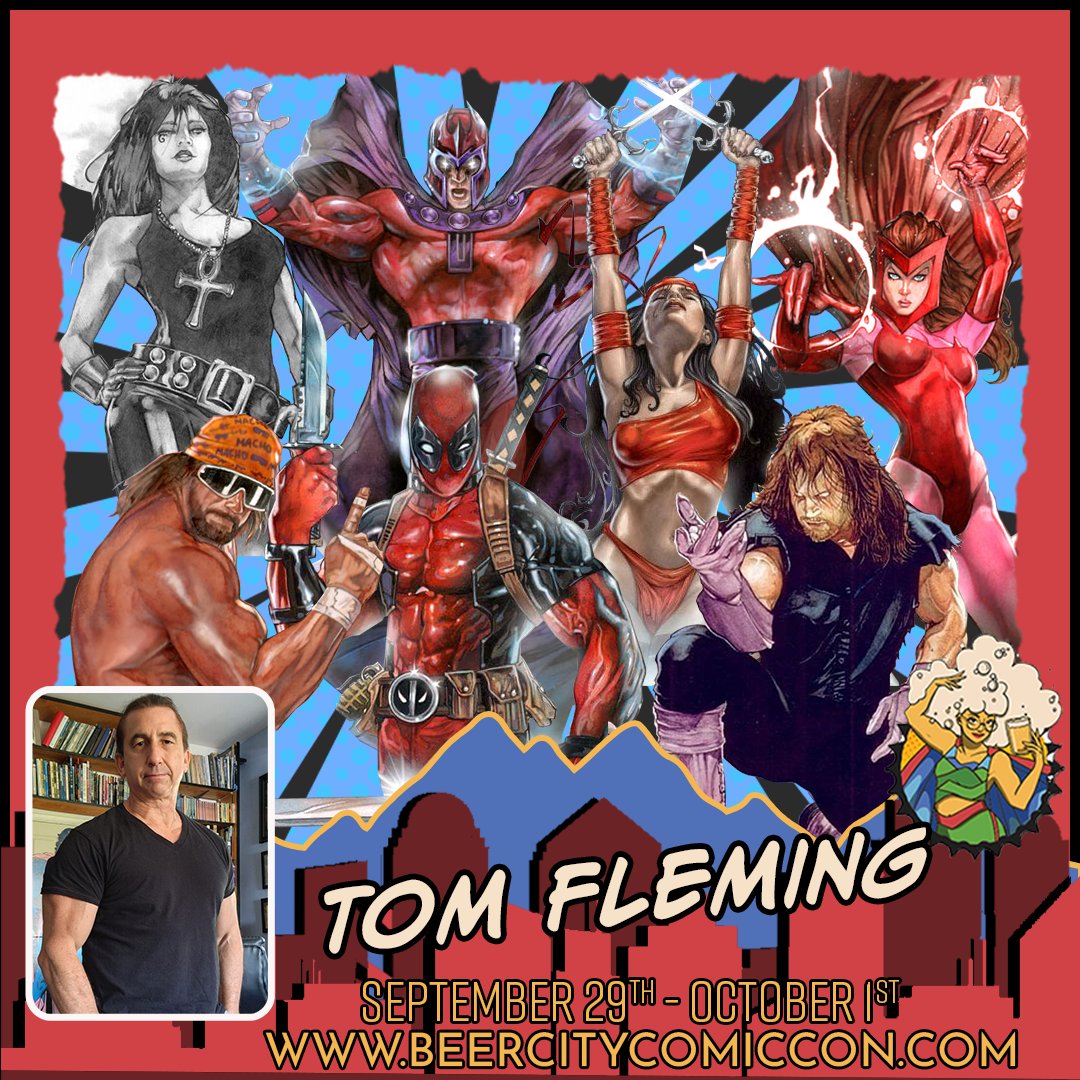 beercitycomic's tweet photo. 🎨 Prepare to be mesmerized by the award-winning artwork of internationally renowned artist and Art Nouveau master, Tom Fleming, at Beer City Comic Con! 🌟✨#ashevillenc #nc #ComicConGuest #BeerCityComicCon #WWF #WWE #Fandom 🎨🌟 https://t.co/6mkAr4EIbh