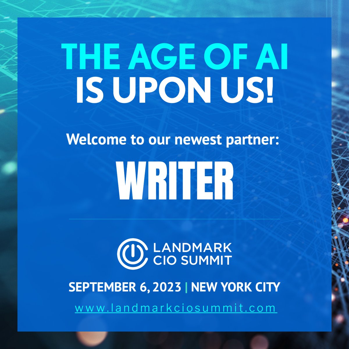 Landmark CIO Summit (@landmarkcio) on Twitter photo We are excited to welcome <a href="/Get_Writer/">WRITER</a> -- a full-stack generative AI platform for the enterprise -- as a Partner for tomorrow's #LandmarkCIOSummit in NYC!
See our agenda and learn more at landmarkciosummit.com We are excited to welcome <a href="/Get_Writer/">WRITER</a> -- a full-stack generative AI platform for the enterprise -- as a Partner for tomorrow's #LandmarkCIOSummit in NYC!
See our agenda and learn more at landmarkciosummit.com