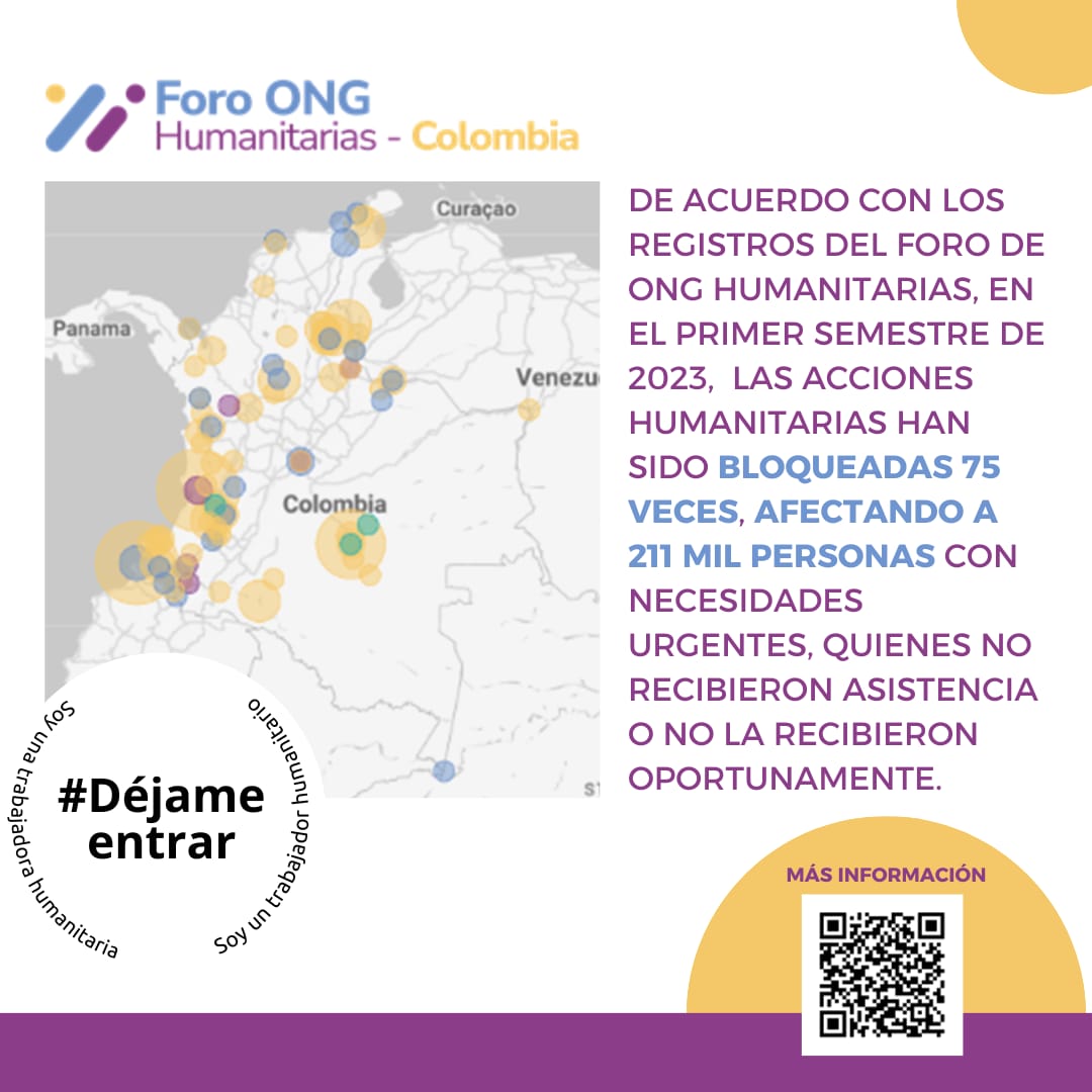 Limitar el acceso a las organizaciones humanitarias puede ser un tema de vida o muerte para comunidades que habitan en zonas de conflicto. Lamentablemente el acceso se sigue deteriorando en #Colombia y las organizaciones nuevamente alzan la voz: #DéjameEntrar.

#NoSonUnObjetivo