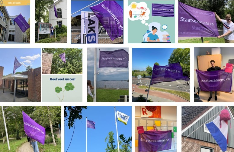 De vlagstafette zit erop! Afgelopen maanden hebben verschillende organisaties de digitale vlag uitgehangen voor alle staatsexamen-kandidaten. Deze week zijn de laatste examens. Iedereen die een diploma of certificaat heeft gehaald: gefeliciteerd! #staatsexamens #vlagstafette
