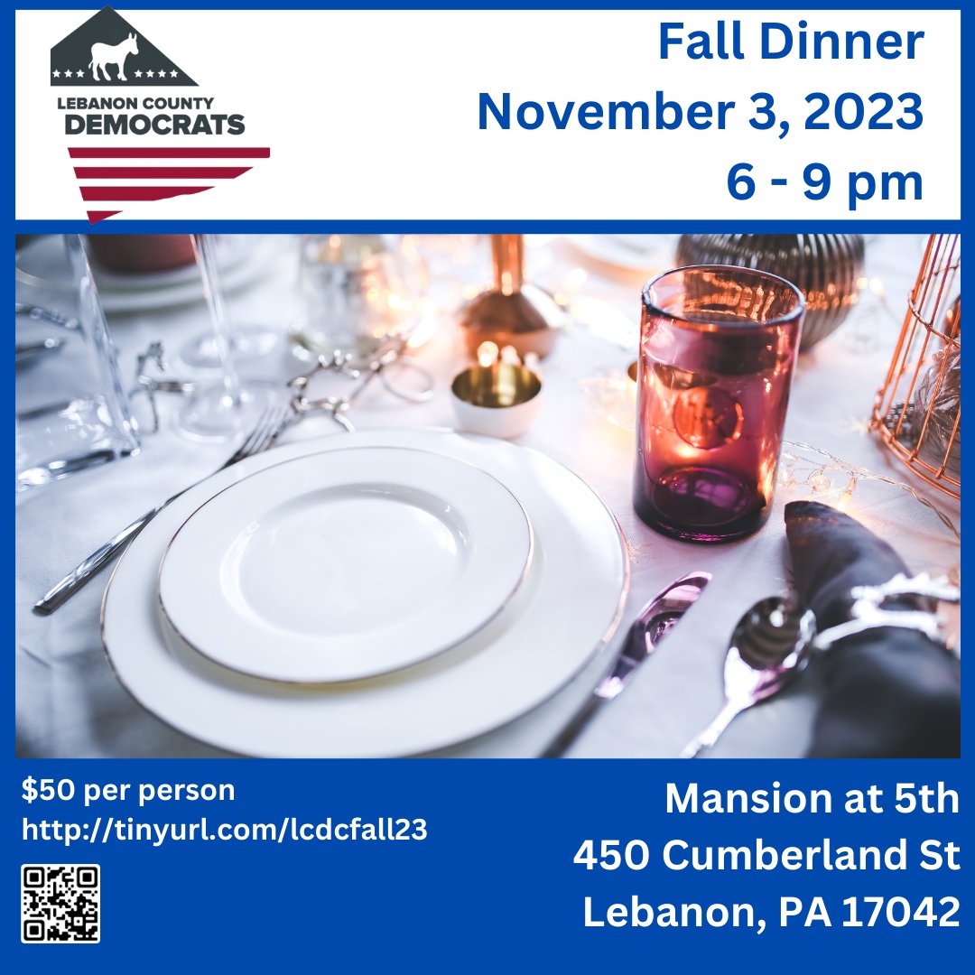 LebDems's tweet photo. Dine in style at the historic Mansion at 5th. Mingle with fellow Democrats and learn more about the important offices on the ballot. Your contribution will help to move Lebanon County forward. https://t.co/m9wM7tpFD2