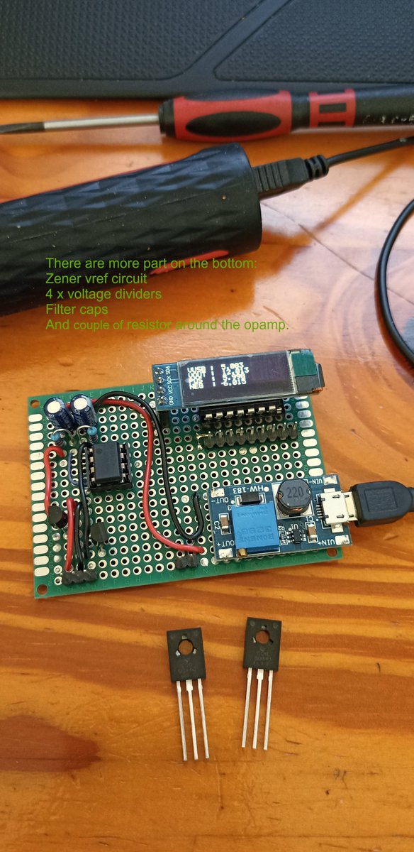 Jacob26099543's tweet image. Built a USB split power supply with an OLED display + #Attiny 44, but it&apos;s not ideal for higher voltages and loads. Great for 9V &amp;amp; one opamp. Planning to upgrade with DB440 &amp;amp; DB441 plus a heatsink. 

Circuit: 
youtube.com/shorts/0cVRm7p…

#Circuit #Tech #Hardware #coding #AVR #diy #C