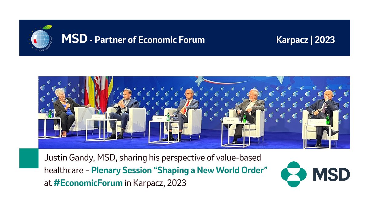 32. @Economic_Forum w #Karpacz2023 już otwarte! Dyrektor Zarządzający MSD Polska <a href="/JustinGandy/">JustinGandy</a> podczas sesji plenarnej przedstawił wizję opieki zdrowia opartej na wartości. Paweł Borys, @PolishDevelopmentFund @ZbigniewBerdychowski, @MarkusMeckel, <a href="/JeanneMeserve/">Jeanne Meserve</a>