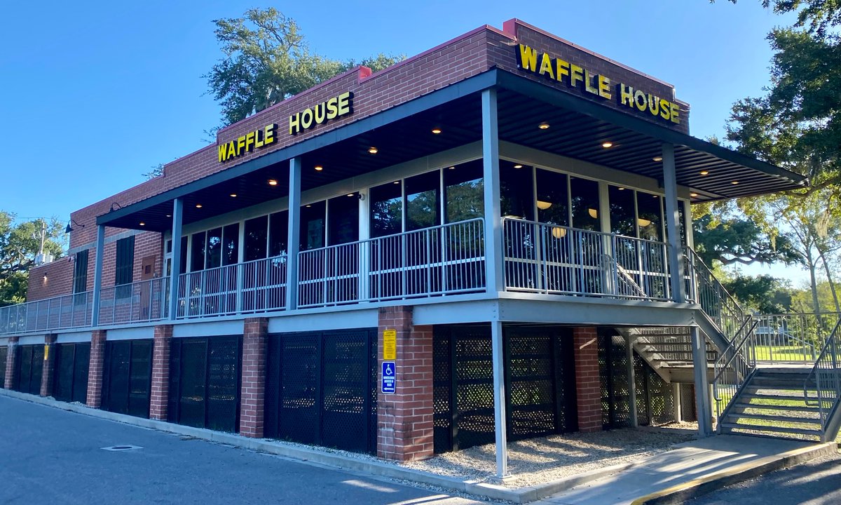 FlynonymousWX's tweet photo. My regular flight lunch heading out the door for a hurricane tasking has become @wafflehouse… only ever been to this one in Biloxi, it’s a pretty good option whether 1am or 1pm https://t.co/E1rCp68GfO