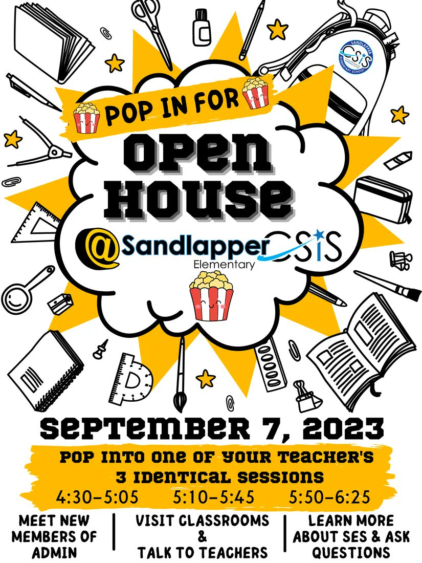 SEstarsR2's tweet photo. Hey, STAR Parents! We hope you can pop in for Open House this Thursday. Choose one of the three sessions offered that evening. See you there! #LetTheGameBegins #SandlapperStars #PurposeDriveFutureReady https://t.co/YnhcuPyg7V