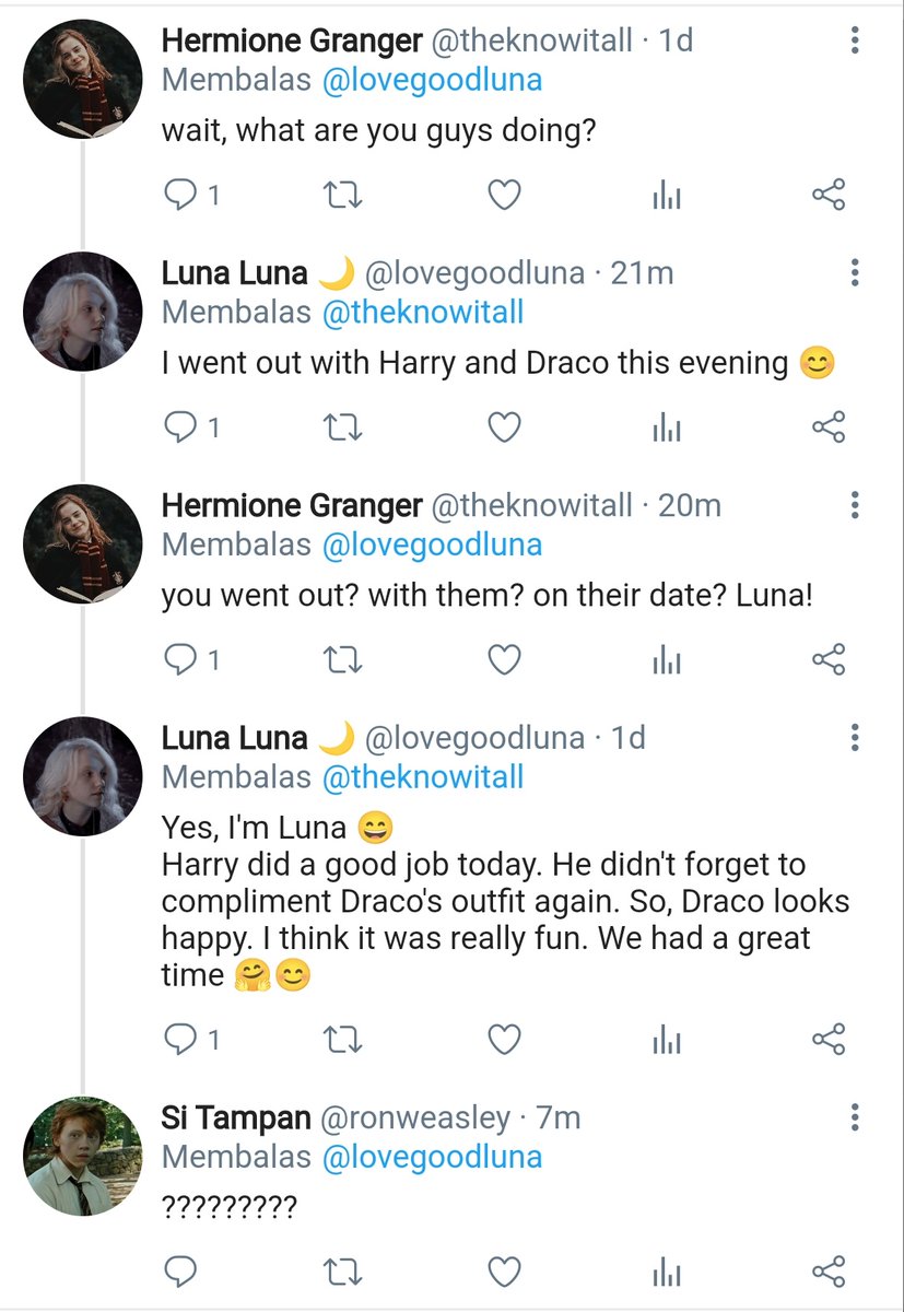 dracoinblue's tweet image. For Luna, it just like another day having fun with Draco, like tea party that complete with those Barbie dolls