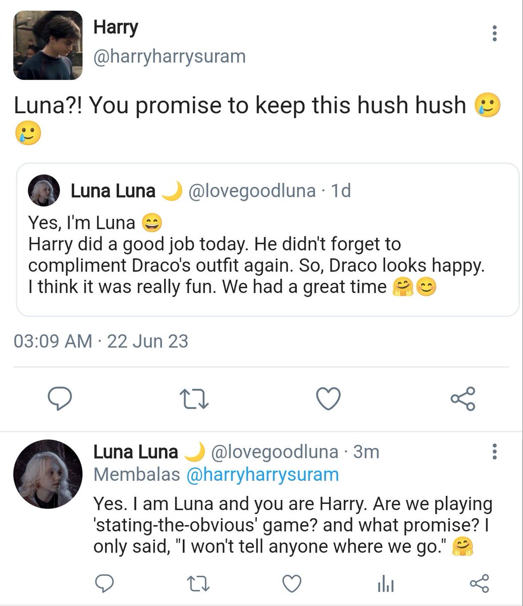 dracoinblue's tweet image. For Luna, it just like another day having fun with Draco, like tea party that complete with those Barbie dolls