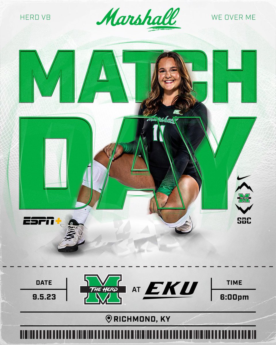 Game Day!! 

🆚 Eastern Kentucky University  
📍Richmond, KY 
⌚️ 6PM
📺 bit.ly/3OXFyyk
📊 bit.ly/VBvsEKUStats

#WEoverME // #WeAreMarshall