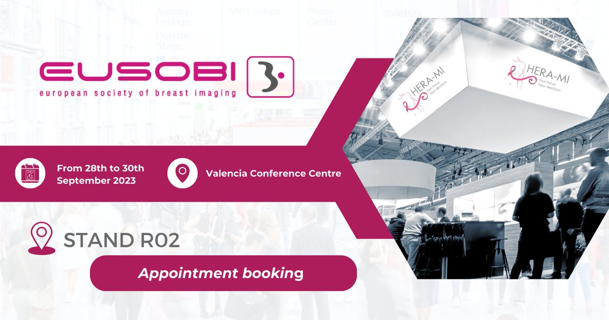 Hera__MI's tweet photo. #EUSOBI2023⚪Join us at the EUSOBI Annual Scientific Conference, which will take place in Valencia, Spain, from September 28th to 30th, 2023. 🇪🇸🇪🇺

We invite you to visit us on stand R02 to explore our complete range of AI-based breast imaging solutions.

https://t.co/3Vj7ijmhir https://t.co/ER8RMYV5Qg