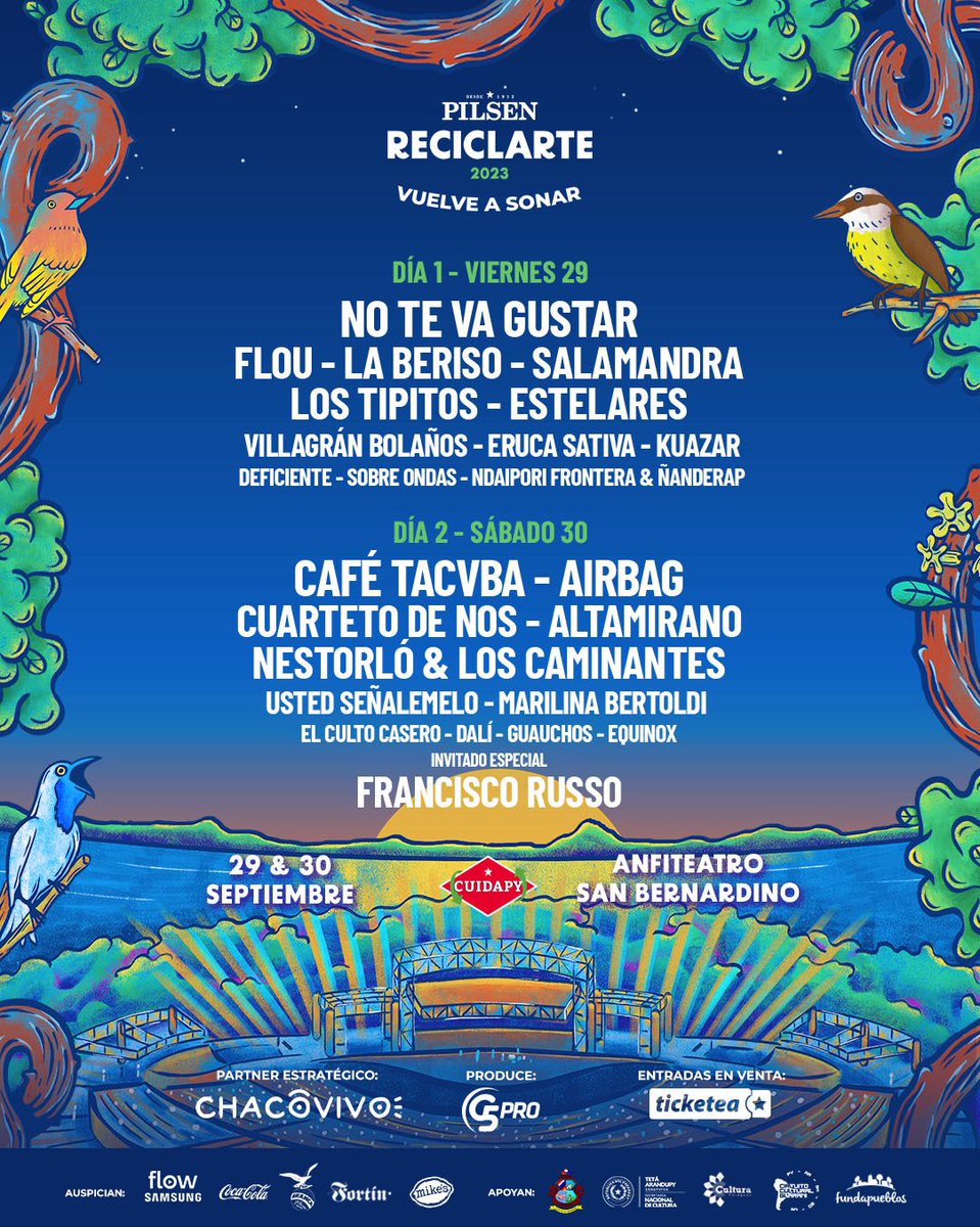 las_alquimia's tweet photo. Hola amigxs!❤️🔥🔥
Queremos invitarles a este gran festival! @ReciclArtePY en el místico Anfiteatro José Asunción Flores de la ciudad de San Bernardino el día 29 de septiembre (Día 1).
Agradecer a la familia @ndaiporifrontera y @nande_rap
#ReciclartePy #MusicaPorMujeres https://t.co/qreNR0Le8i