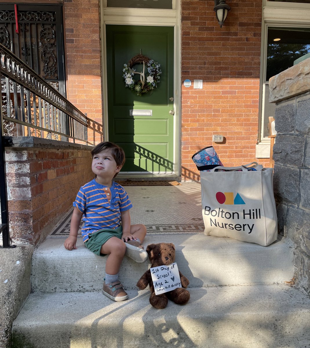 And just like that we have a preschooler on our hands. Pictured here (possibly) thinking deep thoughts about his favorite time of day (snack time) and his favorite book, Where The Wild Things Are!