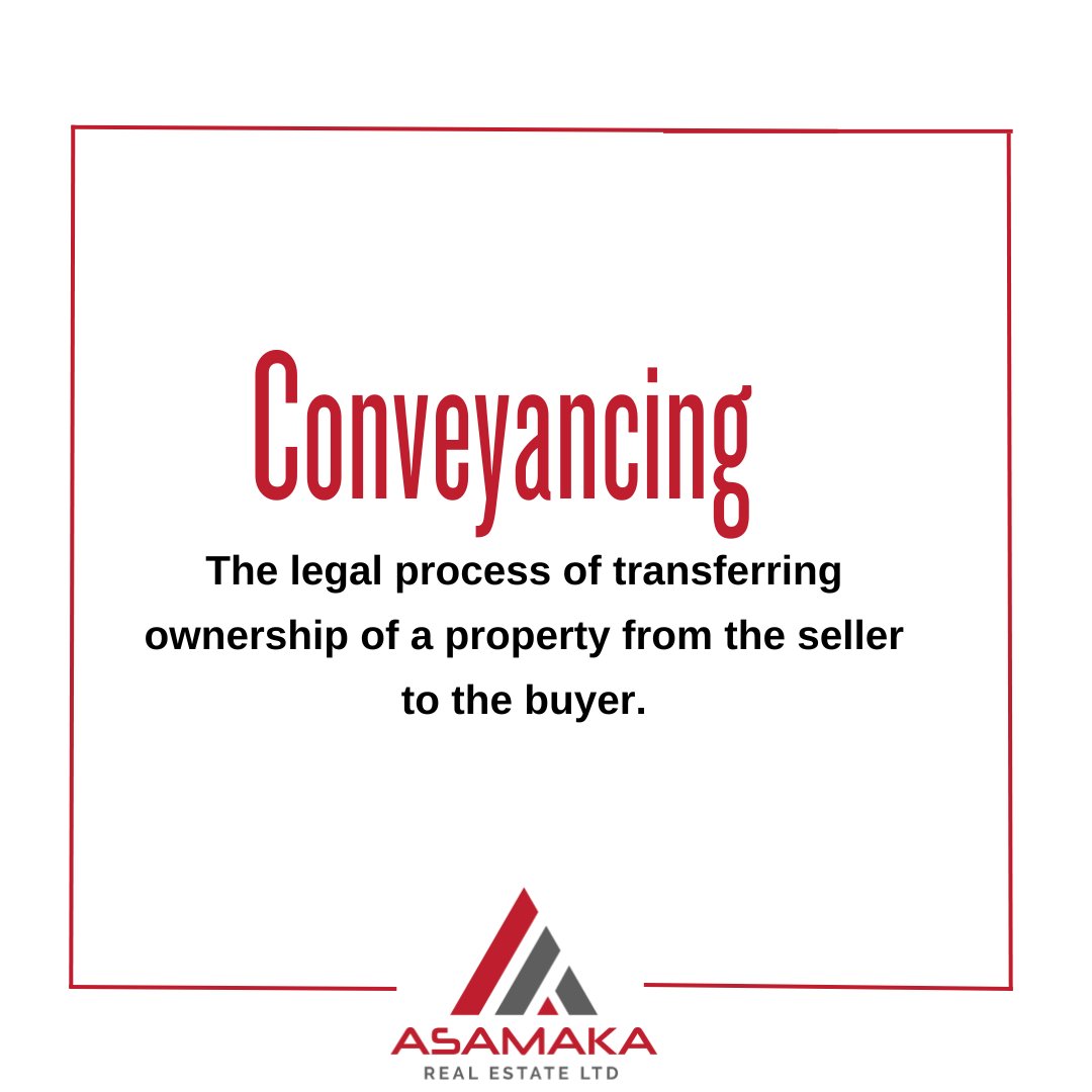 The legal process of transferring ownership of a property from the seller to the buyer.

#RealEstateTips #legalprocess #transfer #RealEstateTerminology #PropertyOwnership #RealEstateTalk #Rent #invest #Asamakarealestate