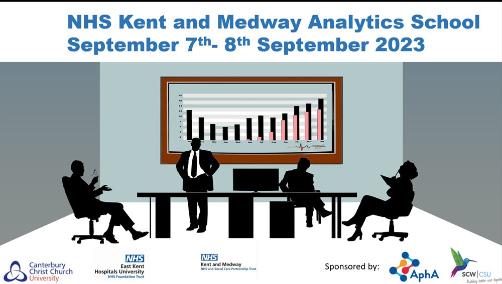 Very excited about #KMAS this week, our first #NHS #Analytics summer school with <a href="/CanterburyCCUni/">Canterbury Christ Church University</a> <a href="/EKHUFT/">East Kent Hospitals</a> @rewinsinfodev <a href="/CEOEastKentHosp/">Tracey Fletcher</a> <a href="/cjdampney/">catherine dampney</a> <a href="/arafintweet/">Rony Arafin</a> <a href="/EllenCoughlan/">Ellen Coughlan</a> Thanks to our fantastic sponsors @apha_analysts <a href="/NHSscw/">SCW</a>