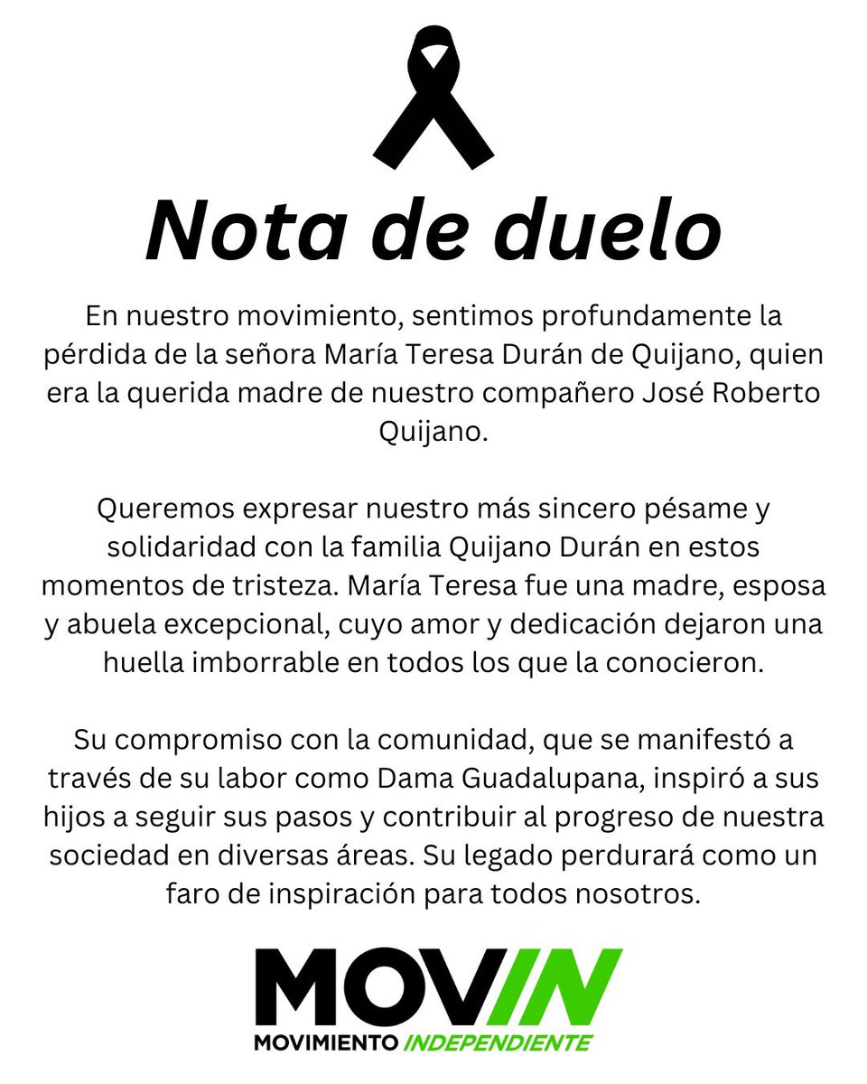 movinpanama's tweet image. Nota de duelo 🕊️