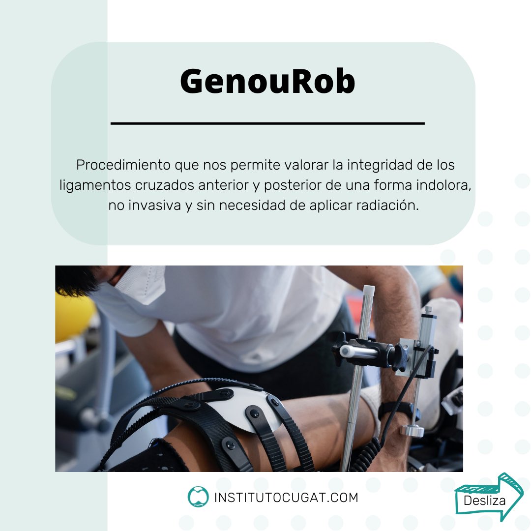 InstitutoCugat's tweet photo. Conoce las técnicas y terapias del servicio de rehabilitación del Instituto Cugat‼️
🗣️Os explicamos qué es GenouRob. Somos uno de los pocos centros que dispone de esta máquina innovadora 👇
#somosinstitutocugat #institutocugat #traumatologia #GenouRob #fisioterapia https://t.co/3b2KLDpRmJ