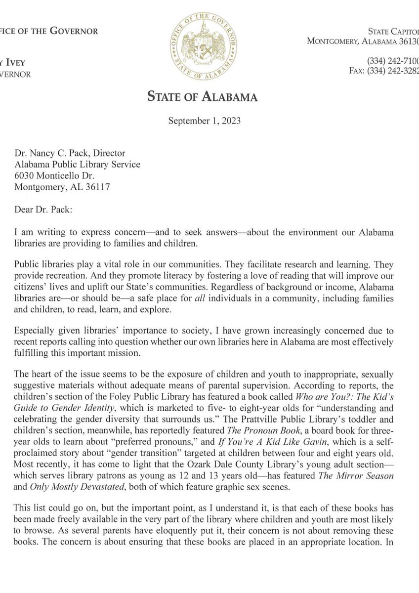 Josh_Moon's tweet photo. Alabama's governor is very concerned about 12-13 year olds reading about sex. But perfectly fine with forcing them to have a baby under Alabama's no-exception abortion ban. What a world. https://t.co/yFbJEna5y8