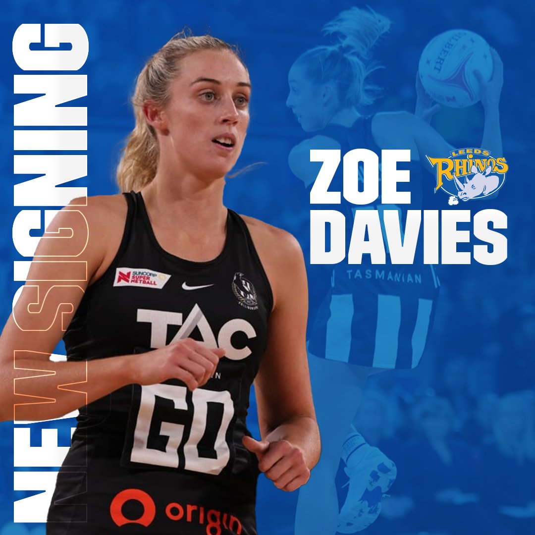 RhinosNetballSL's tweet photo. 🆕for 2024!
✍️We are delighted to announce the signing of Zoe Davies. The Australian-born defender will join her former Collingwood teammate @GevaMentor at the Rhinos next season.
More: https://t.co/BJbeeUOOjf
#SigningWindow2024 | #RhinosNetball https://t.co/ce2XR7cpZn