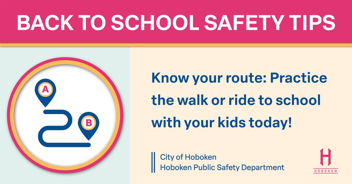 HobokenOEM's tweet photo. πSchool Starts THIS WEEK! π
Get ready to get there with todays #BackToSchoolSafetyTip!
πΆπ΄
Practice the walk/ride to school to #KnowBeforeTheyGo!
#CountdownToClass w/ the @CityofHoboken #PublicSafetyDepartment. @HobokenPD @HobokenOEM @HobokenFire @Hoboken_EMS
@HobokenSchools https://t.co/Byiv8JL90G