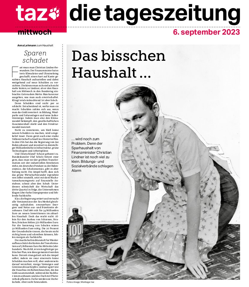 Tempolimit bei Investitionen: Der Sparetat von Christian #Lindner wird am Ende viel mehr kosten, als er einspart #Haushalt <a href="/tazgezwitscher/">taz</a>