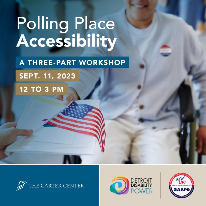 Join us for an online workshop on Sept. 11 on how to make polling places accessible to all voters with a few simple solutions. American Sign Language interpretation and live captioning will be provided. emory.zoom.us/webinar/regist…