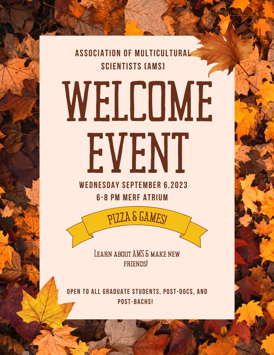 UI Association of Multicultural Scientists (AMS) (@iowaams) on Twitter photo Long weekend is over, but we have Great News!
AMS is organizing games and pizza evening tomorrow at EMRB atrium, 6 pm onwards.
Spread the word and see you all there !!
<a href="/UIPostdoc/">University of Iowa Postdoc Association (UIPDA)</a> <a href="/UIGradCollege/">UI Graduate College</a> <a href="/UIowaResearch/">UIowa Research</a> <a href="/UIowa_MolMed/">UIowa Molecular Medicine Graduate Program</a> <a href="/IowaBiochem/">Department of Biochemistry and Molecular Biology</a> @UIowaMicrobio <a href="/UIImmunology/">UI Immunology</a> <a href="/UiowaT/">Uiowa Human Toxicology</a> Long weekend is over, but we have Great News!
AMS is organizing games and pizza evening tomorrow at EMRB atrium, 6 pm onwards.
Spread the word and see you all there !!
<a href="/UIPostdoc/">University of Iowa Postdoc Association (UIPDA)</a> <a href="/UIGradCollege/">UI Graduate College</a> <a href="/UIowaResearch/">UIowa Research</a> <a href="/UIowa_MolMed/">UIowa Molecular Medicine Graduate Program</a> <a href="/IowaBiochem/">Department of Biochemistry and Molecular Biology</a> @UIowaMicrobio <a href="/UIImmunology/">UI Immunology</a> <a href="/UiowaT/">Uiowa Human Toxicology</a>