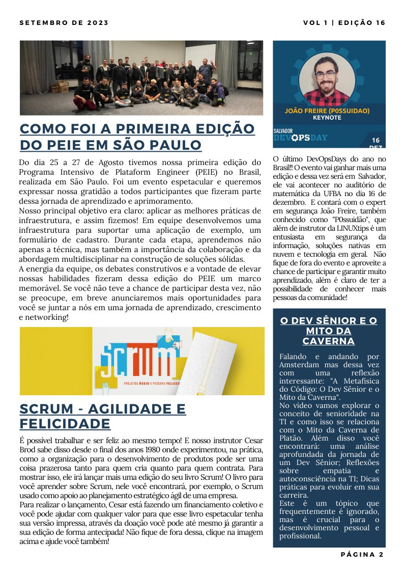 LINUXtipsBR's tweet photo. A mais recente Newsletter LINUXtips está no ar! Confira as últimas novidades sobre PEIE, Novo livro Scrum, o evento Soft Skills e os DevOpsDays Salvador. Não fique de fora, leia agora! 🚀 #Linuxtips #PEIE #Scrum #SoftSkills #DevOpsDays" https://t.co/nLyH5mkS63