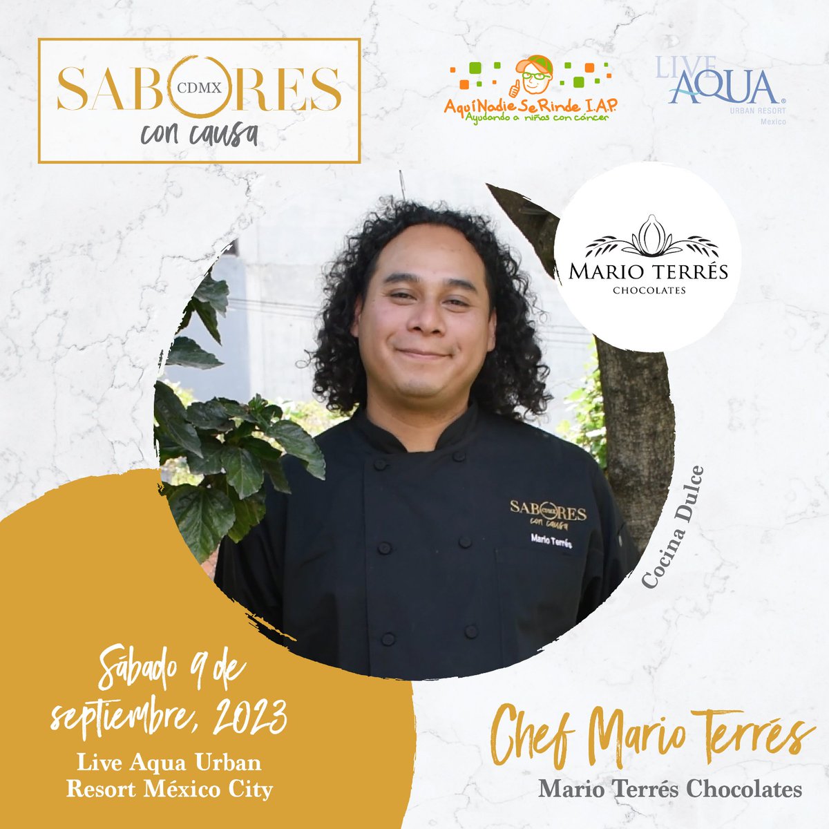 Con #ActitudNoMeRindo, el chef <a href="/Marioterresr/">Mario Terrés R.</a> estará presente en la 11 edición de <a href="/saboresconcausa/">Sabores con Causa</a> CDMX. Su talento nos ayudará a cambiar la vida de las y los niños con cáncer. ¡Adquiere tus boletos y súmate!
Hazlo en <a href="/boletia/">Boletia</a> bit.ly/3E5SLA2 y  restaurantes participantes.
