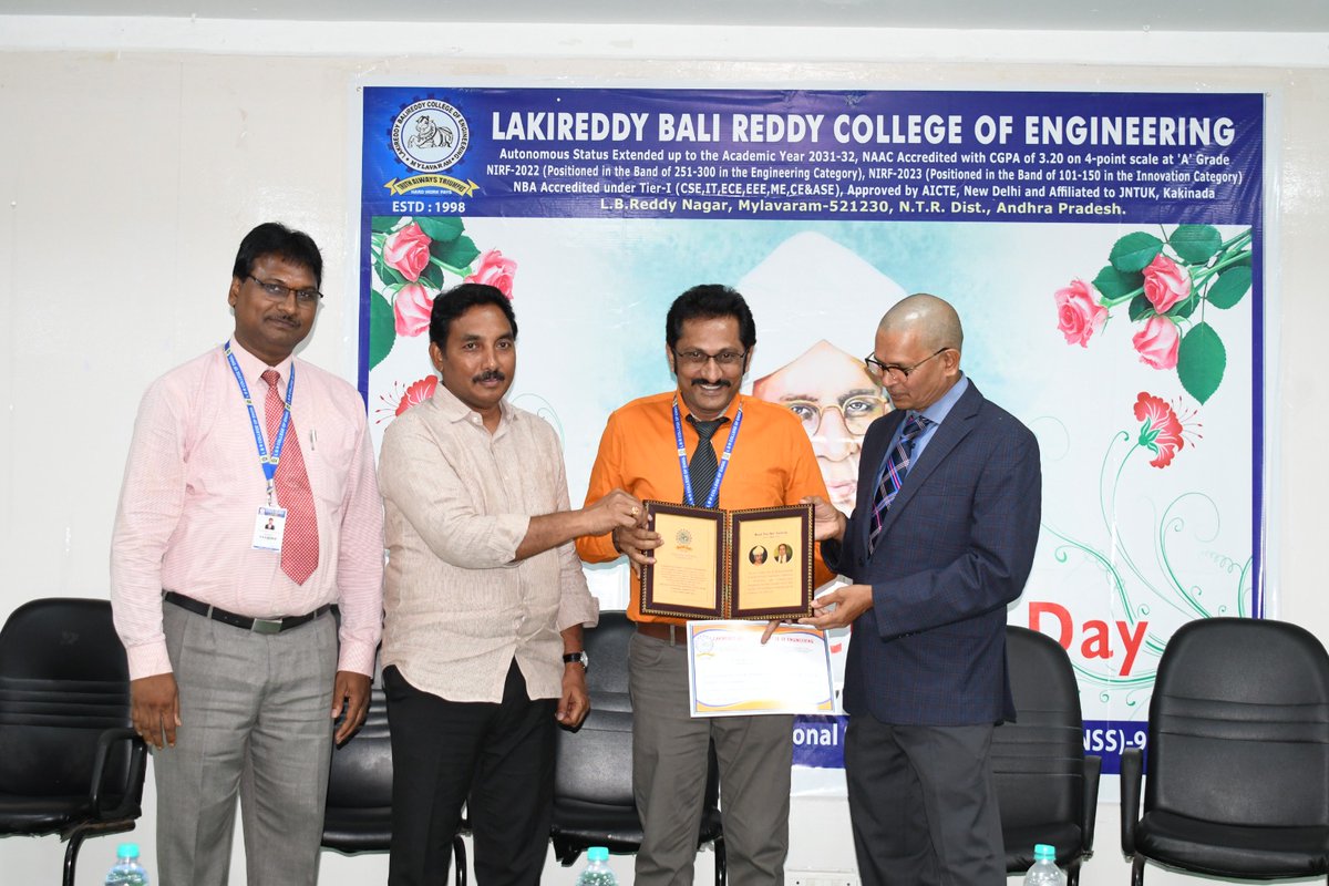 LBRCE1's tweet photo. Happy Teacher's Day to all Teaching Faternity. Memorable celebration by #lbrce #nss #iqac and felicitation to Dr Chandrasekharam, who is the former principal and retired professor.  #ugc #aicte #teachersday2023 #nirf https://t.co/5luiPDOauY