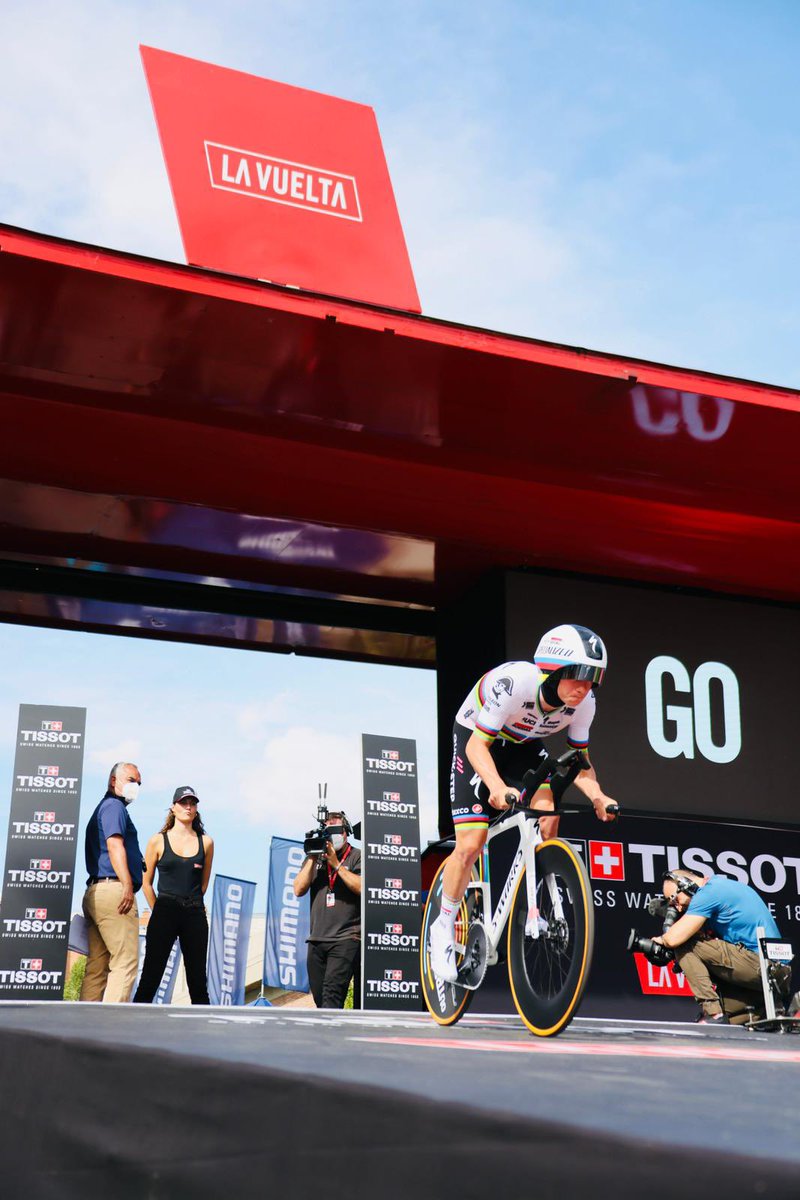 Remco is underway! #LaVuelta23  Photo: @BeelWout