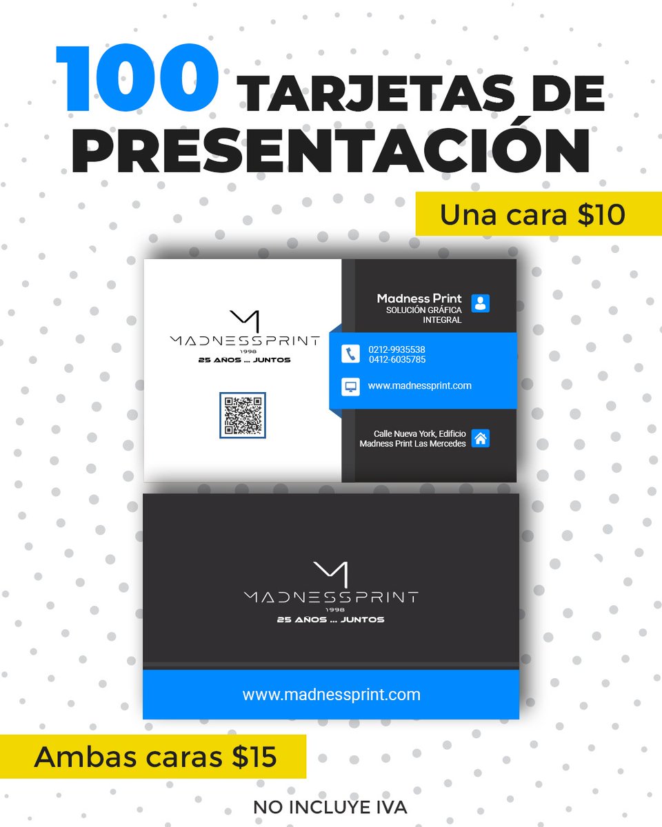 ¡Los mejores en lo que hacemos!
Tarjetas de presentación con diseño y calidad a LOS MEJORES PRECIOS de la ciudad 
¡Visitanos!  ¡Te esperamos en la las Mercedes!