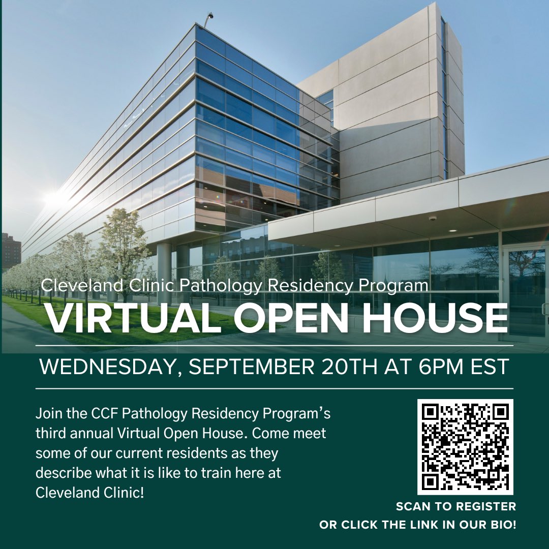 Learn more about our Residency Program! Meet some of our Residents on Wednesday, September 20th (6-7PM, EST) at our Virtual Open House!🔬

Register for the event by scanning the QR code above or clicking the link in our bio! 

#pathology  #PathMatch24 #pathresidents #match2024