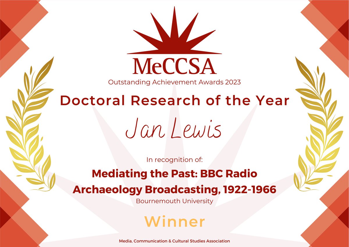 Congratulations to Jan Lewis, winner of Doctoral Research of the Year! #MeCCSA2023