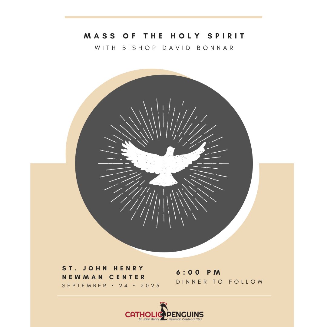 ysucatholic's tweet photo. Join us on September 24th at 6:00 p.m. for our Mass of the Holy Spirit with Bishop David Bonnar. We will be celebrating the completion of our Renewal Campaign, as well as rededicating the Center to St. John Henry Newman. We look forward to seeing you there! https://t.co/TdT4tyai4D