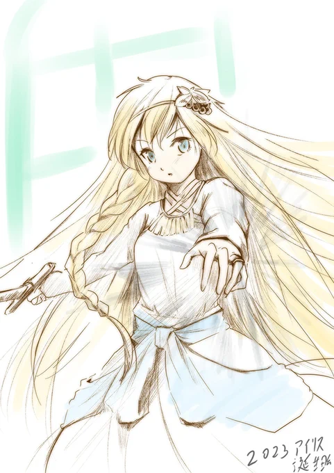#アイリス生誕祭2023#アイリス誕生祭2023アイリスの指輪本文では左手と記述あり想像図。王家の婚約に使用アイリスとカズマの恋愛フラグ要素でもある(公式メモリアルファンブックでは、アイテム欄などに見れない。神器ではないが何らかの魔法が封じられているか魔法の発動体と推測 