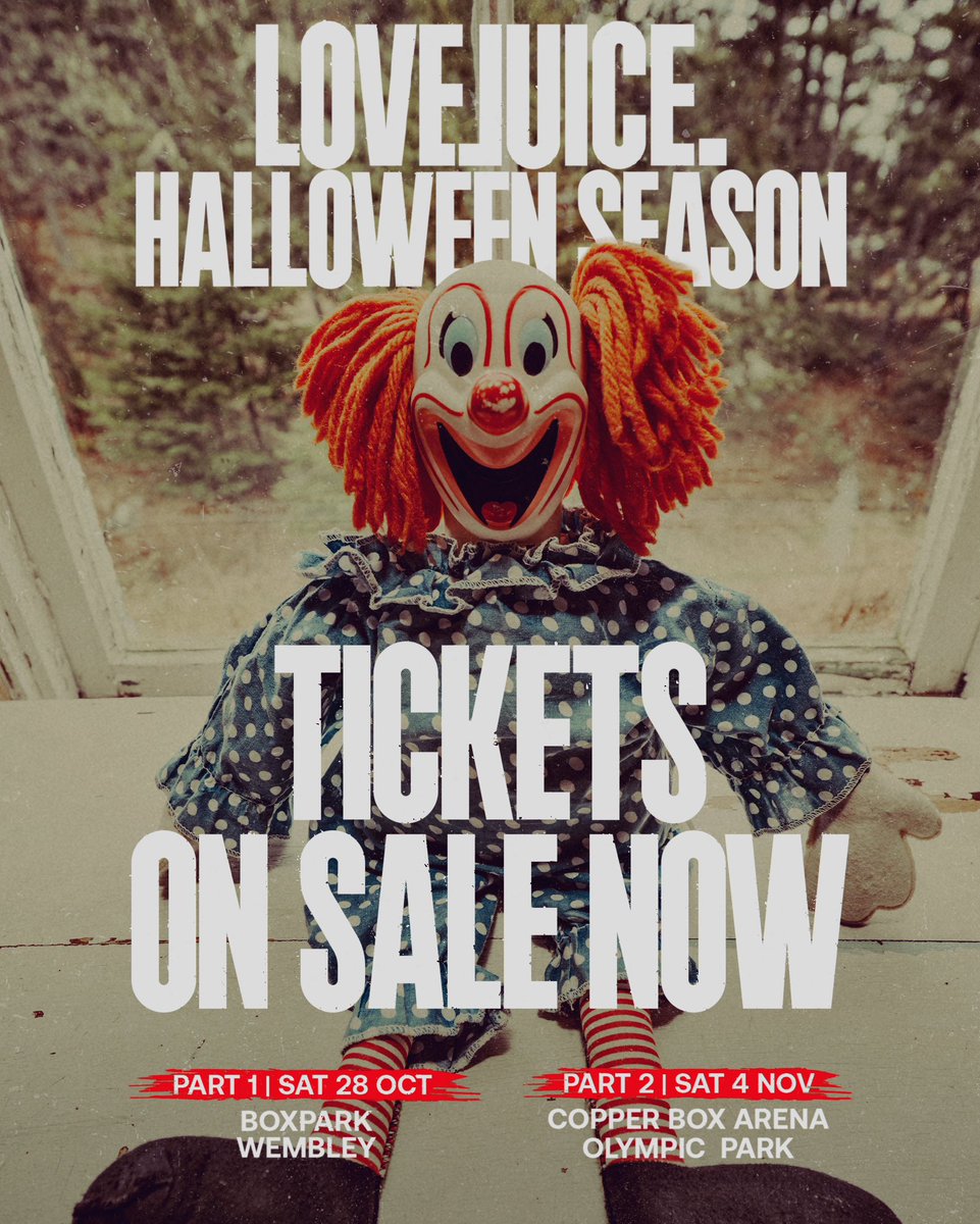 It’s go time!!! LoveJuice Halloween Season is on sale NOW!!! All those who signed up + registered for Boxpark Wembley or Copper Box Arena, check you text messages or inboxes right now (check spam also) Be as QUICK as you can, the demand is HUGE! 
LoveJuiceHalloween.com 👈👻🎃🔥
