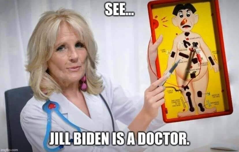 LibsNoFun3's tweet photo. "Jill Biden" is fully vaccinated and has Covid.  Good thing she’s a DR. https://t.co/3ZPXTSeK8H