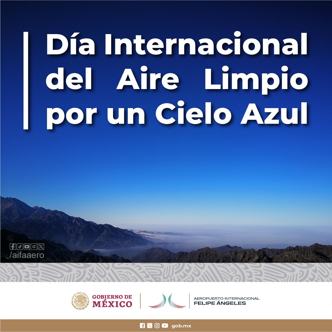 aifaaero's tweet image. Impulsado por la creciente necesidad para mejorar la calidad del aire y reducir la contaminación atmosférica en todo el mundo, se declara el 7 de setiembre como el Día Internacional del Aire Limpio por un Cielo Azul. 
 #PlanetaVerde #DíaInternacionalDelAireLimpioPorUnCieloAzul
