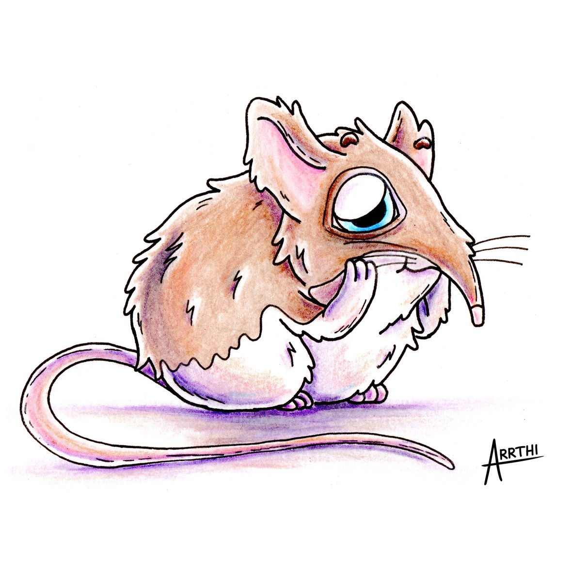 My updated <a href="/AnimalAlphabets/">Animal Alphabets</a>
drawing for Elephant shrew! Only letter D left to go!! So close to catching up... Hope y'all like the colouring pencil animals 😀 #AnimalAlphabets #kidlit #characterdesign #kleinekunstklasse #cartoon #drawing #arrthi